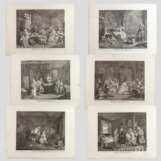 Серия из шести сатирических гравюр резцом «Модный брак»