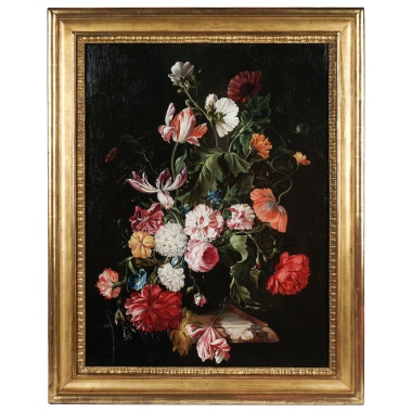 Натюрморт «Букет цветущих тюльпанов и роз»