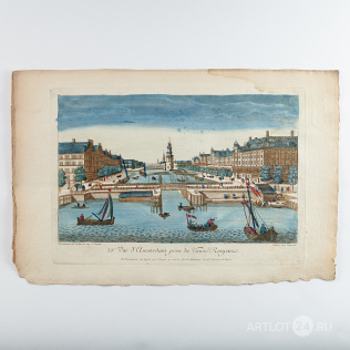Гравюра «Вид Амстердама со Старого города»