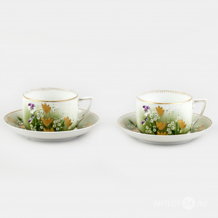 Две чайные пары «Летние цветы» 1930-х годов