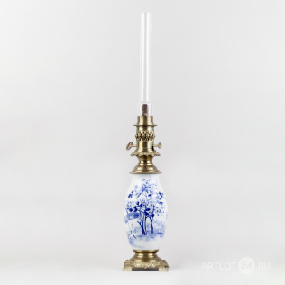 Керосиновая лампа с росписью в восточном вкусе «Журавли в цветущем саду»