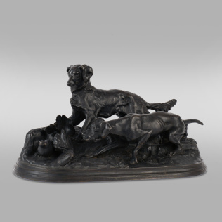 Скульптурная композиция «Собаки на стойке по куропатке: пойнтер Так и сеттер Сильфи» 