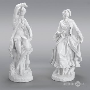 Парные статуэтки "Дама с кавалером" в стиле рококо