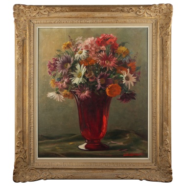 Картина «Летний букет в красной вазе»