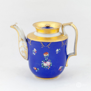 Чайник с крышкой «Цветы на синем фоне»