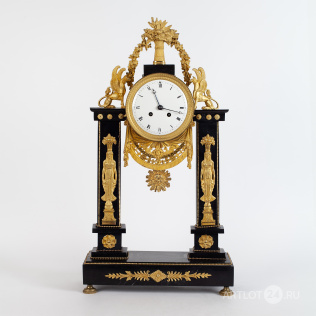Каминные часы-портик в египетском стиле эпохи Наполеона III