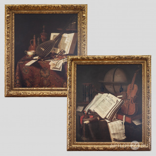Парные картины «Натюрморт с глобусом и скрипкой» и «Натюрморт с книгой и лютней»