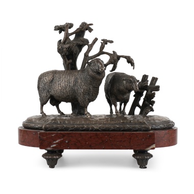 Кабинетная серебряная скульптура «Овцы»