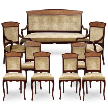 Гостиный гарнитур в стиле модерн с резьбой в виде ирисов