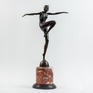 Скульптура «Танцовщица на шаре» в стиле ар-деко