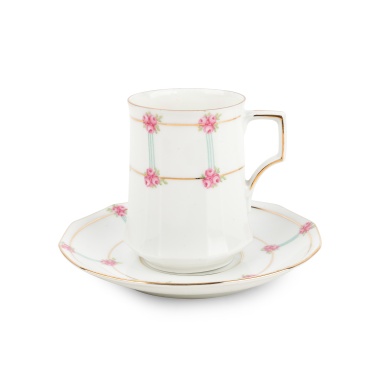 Чайная пара с флоральным и геометрическим узором