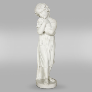 Скульптура мраморная «Девочка со щенком»