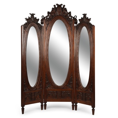 Двусторонняя ширма с зеркалами и резным декором