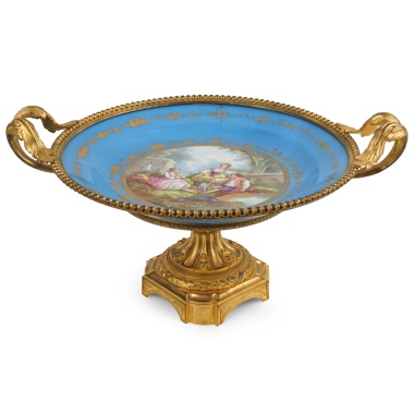 Ваза-фруктовница в бронзовой оправе в стиле Севр