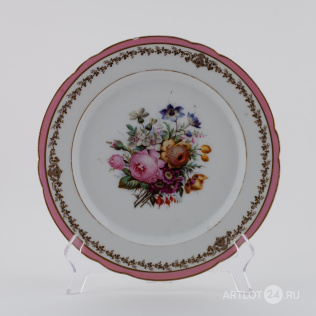 Тарелка декоративная «Букет с пионами и хризантемой»