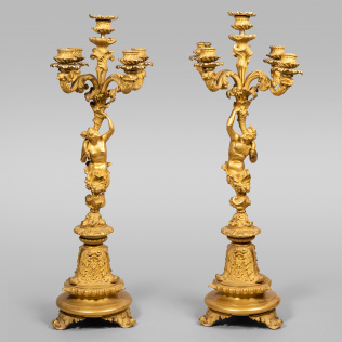 Парные канделябры с полуфигурами Фавна и Нимфы в стиле Людовика XVI