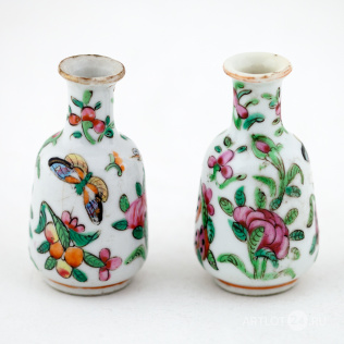 Парные вазочки с росписью в стиле мандарин