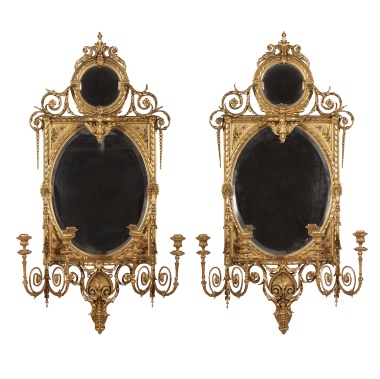 Парные парадные зеркала со стенниками в стиле неоренессанс