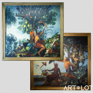 Парные картины «Индеец на охоте» и «Охотник в райском саду»