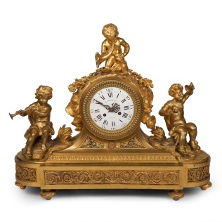 Каминные часы «Амуры — музыканты» в стиле Людовика XVI 