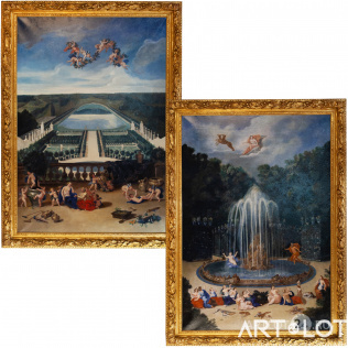 Парные картины «Вид на Оранжерею Версаля» и «Сцена у Боскета Водная гора»