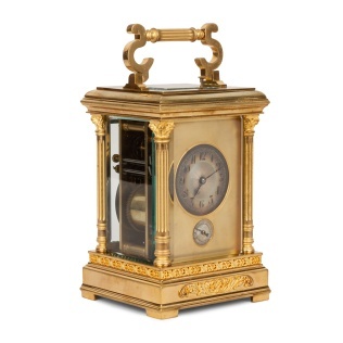 Французские каретные часы с четвертным репетиром и будильником