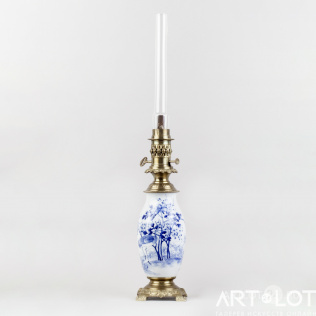 Керосиновая лампа с росписью в восточном вкусе «Журавли в цветущем саду»