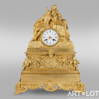 Часы каминные со скульптурной группой «Свидание кавалера с дамой»
