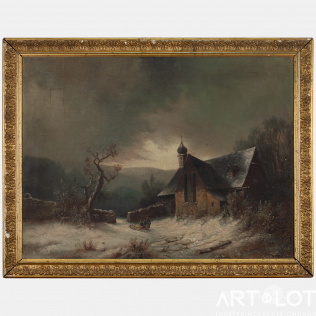 Картина «Зимний пейзаж. У церкви»