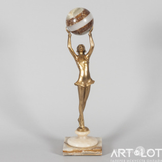Скульптура кабинетная в стиле ар деко "Девочка с шаром"