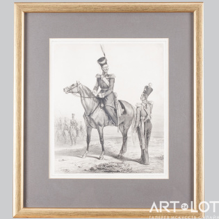 Литография «Командир полка и штаб-офицер 1831»
