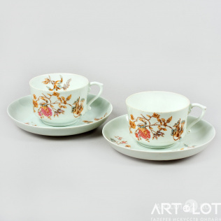 Две чайные пары с весенними цветами т-ва М.С. Кузнецова