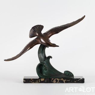 Кабинетная скульптура «Альбатрос на волне» в стиле ар-деко