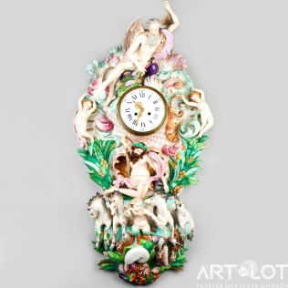 Часы-картель с консолью с аллегорическими фигурами Хроноса, Посейдона и колесницей, запряженной гиппокампами