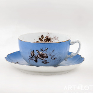 Чайная пара «Цветы на голубом»